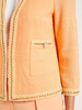 Image of Misook Open Front Burnout Knit Chain Trim Jacket - Peach Blossom/Pale Gold