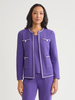 Image of Misook Checkered Trim Knit Jacket - Concord Purple/Black/New Ivory