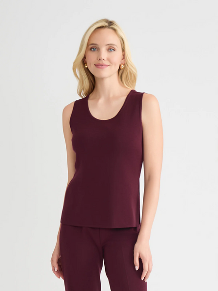 Misook Scoop Neck Knit Tank - Sangria
