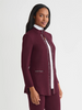 Image of Misook Tailored Crochet Chain Trim Knit Jacket - Sangria