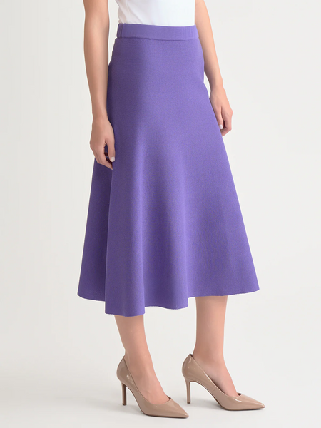 Misook A-Line Knit Midi Skirt - Concord Purple