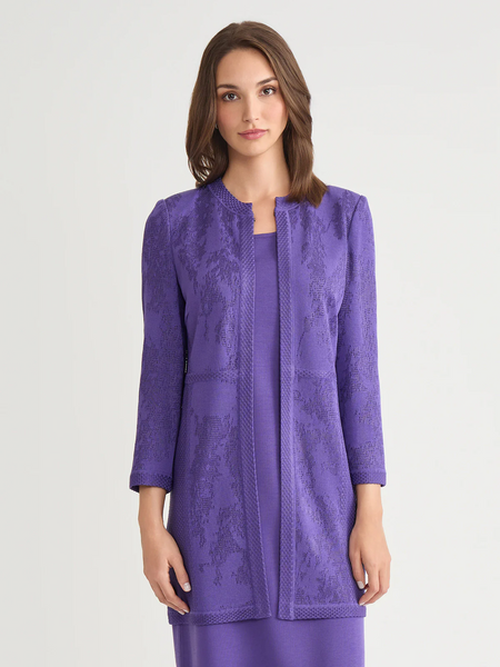 Misook Intarsia Knit Jacket - Concord Purple