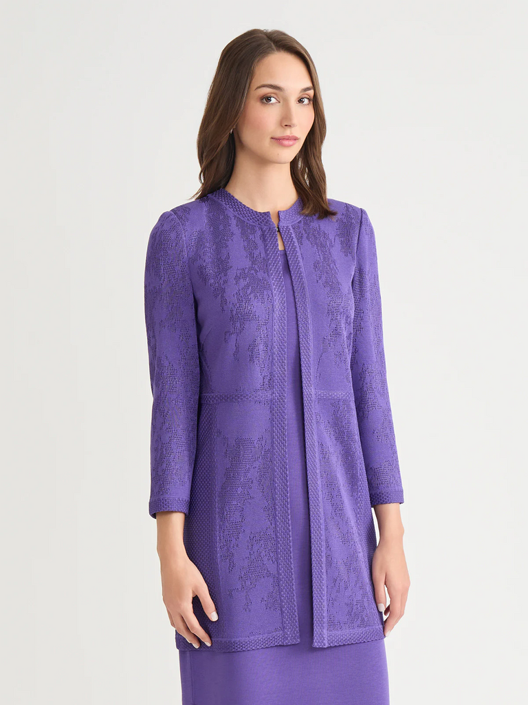 Misook Intarsia Knit Jacket - Concord Purple