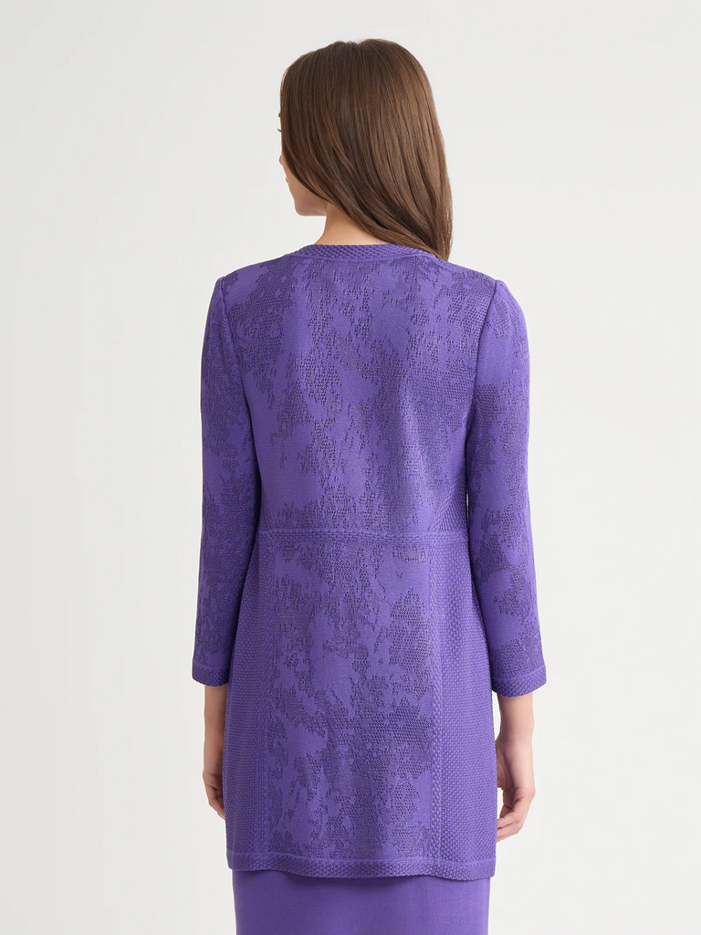Misook Intarsia Knit Jacket - Concord Purple