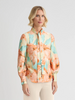 Image of Misook Floral Printed Crepe de Chine Blouse - Multicolor