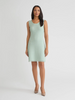 Image of Misook Tonal Fringe Trim Knit Sheath Dress - Fresh Mint