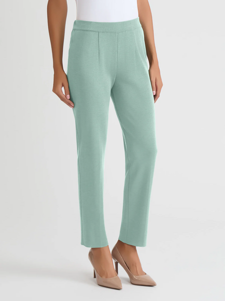 Misook Slim Leg Knit Pant - Mystic Green