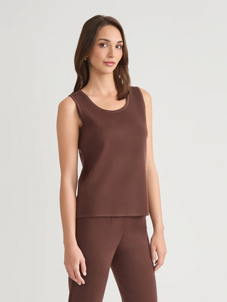 Misook Scoop Neck Knit Tank - Truffle