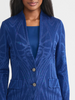 Image of Misook Tailored Tonal Intarsia Pattern Knit Jacket - Lazuli Blue