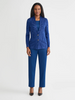 Image of Misook Tailored Tonal Intarsia Pattern Knit Jacket - Lazuli Blue