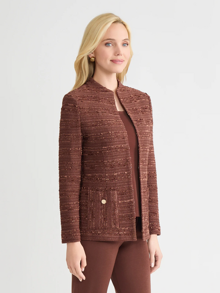 Misook Tonal Yarn Knit Jacket - Truffle