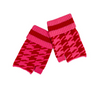 Image of Rippe's Furs Crystal Embellished Houndstooth Print 3 Piece Hat/Scarf/Glove Set - Red/Pink