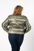 Image of Rippe's Furs Metallic Curly Sheepskin Jacket with Detachable Sleeves - Khaki Green