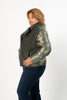 Image of Rippe's Furs Metallic Curly Sheepskin Jacket with Detachable Sleeves - Khaki Green