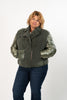 Image of Rippe's Furs Metallic Curly Sheepskin Jacket with Detachable Sleeves - Khaki Green