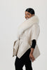 Image of Rippe's Furs Belted Leather Poncho Jacket with Fox Fur Collar - Pearl