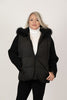 Image of Rippe's Furs Convertible Textured Puffer Fox Fur Trim Hooded Jacket with Detachable Sleeves - Black
