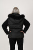 Image of Rippe's Furs Convertible Textured Puffer Fox Fur Trim Hooded Jacket with Detachable Sleeves - Black