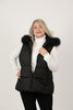 Image of Rippe's Furs Convertible Textured Puffer Fox Fur Trim Hooded Jacket with Detachable Sleeves - Black