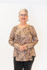 Image of Nally & Millie Round Neck Long Sleeve Print Knit Top - Animal Print
