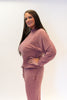 Image of Nally & Millie Band Collar Raglan Sleeve Cropped Knit Top - Burnt Brick