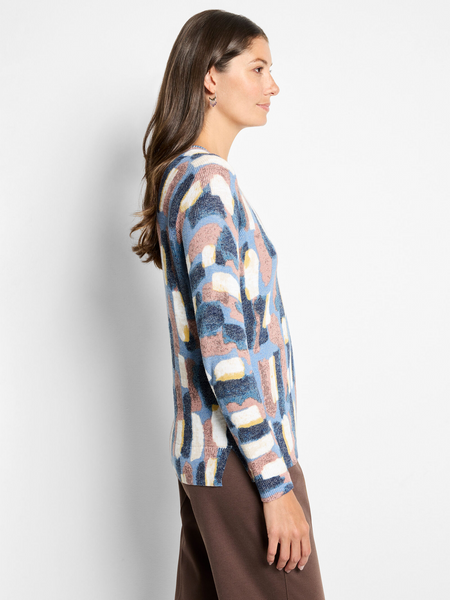NIC+ZOE Brushstrokes Waffle Sweater - Neutral Multi
