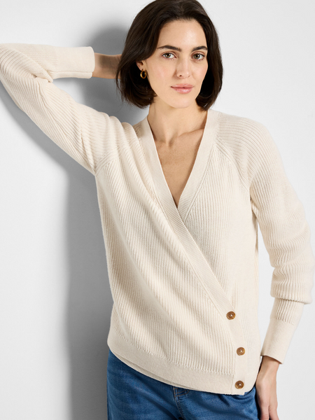NIC+ZOE Shaker Stitch Wrap Sweater - Classic Cream