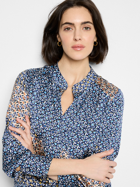 NIC+ZOE Monogram Mix Top - Blue/Multicolor
