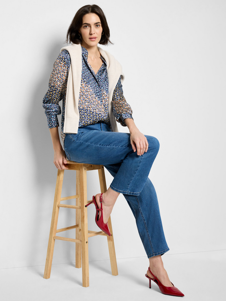 NIC+ZOE Monogram Mix Top - Blue/Multicolor
