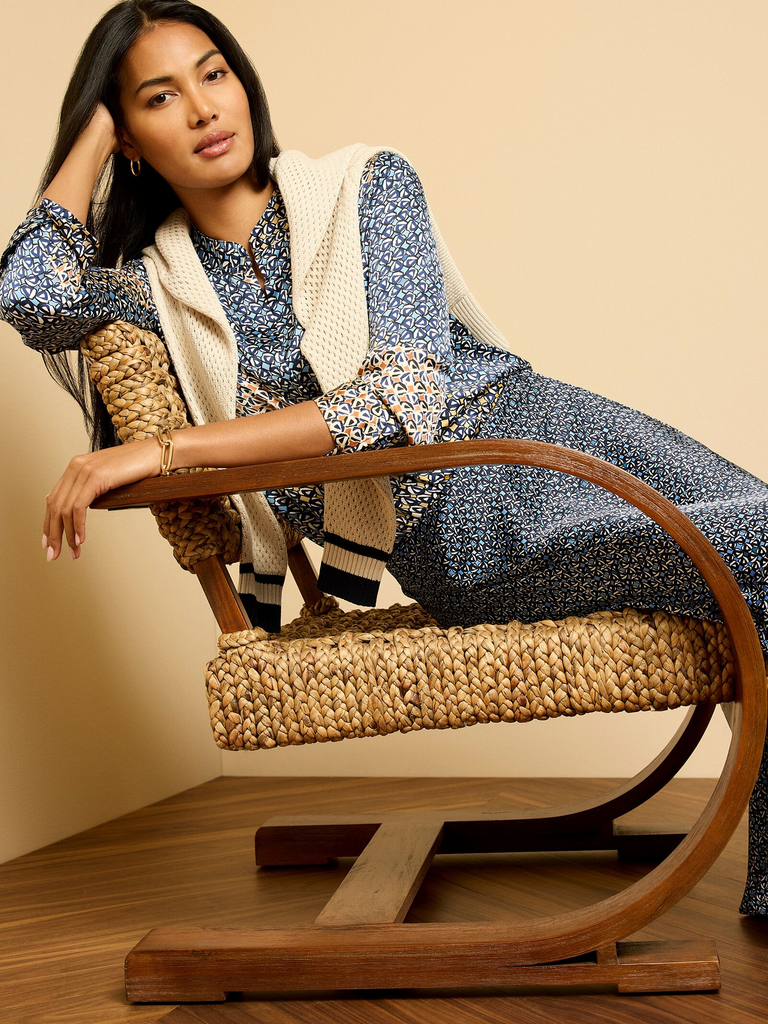 NIC+ZOE Monogram Mix Top - Blue/Multicolor