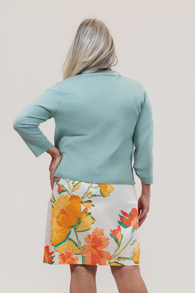 Steven Guy 3/4 Sleeve Open Front Lightweight Shrug - Misty Aqua