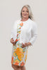 Image of Steven Guy 3/4 Sleeve Open Front Lightweight Shrug - White