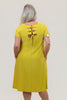 Image of Steven Guy Short Sleeve Jersey Knit Lattice Back Trapeze Dress - Citron Yellow