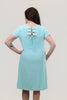 Image of Steven Guy Short Sleeve Jersey Knit Lattice Back Trapeze Dress - Robin Egg Blue