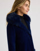 Image of NVLT Longline Coatigan with Detachable Faux Fur Collar and Cuffs - Navy