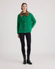 Image of NVLT Eyelash Cropped Bomber Coatigan with Detachable Faux Fur Collar - Green