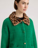 Image of NVLT Eyelash Cropped Bomber Coatigan with Detachable Faux Fur Collar - Green