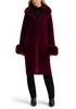 Image of NVLT Longline Coatigan with Detachable Faux Fur Collar and Cuffs - Dark Plum