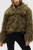 Image of NVLT Faux Mongolian Lamb Crop Jacket - Olive