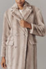 Image of NVLT Miranda Faux Mink Double Breasted Longline Coat - Silver