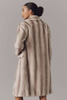 Image of NVLT Miranda Faux Mink Double Breasted Longline Coat - Silver