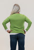 Image of Nally & Millie Contrast Accented Long Sleeve Crew Neck Top - Apple Green
