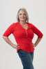 Image of Nally & Millie 3/4 Sleeve Henley Top - Red