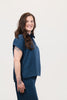 Image of Nally & Millie Short Dolman Sleeve Boxy Polo Top - Navy