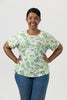Image of Nally & Millie Short Sleeve Pointelle Knit Lime Print Top - White/Green