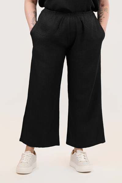 Nally & Millie Wide Leg Pull On Pant - Black