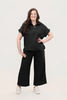 Image of Nally & Millie Short Dolman Sleeve Boxy Polo Top - Black
