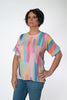 Image of Nally & Millie Short Sleeve Brushstroke Print Top - Multicolor