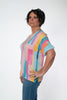 Image of Nally & Millie Short Sleeve Brushstroke Print Top - Multicolor