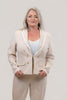 Image of Steven Guy Faux Double Breasted Neutral Stripe Pant Suit - Beige/White